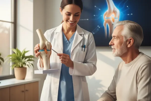 Patient discussing non-surgical knee pain treatment options with a specialist in Tavares, FL.